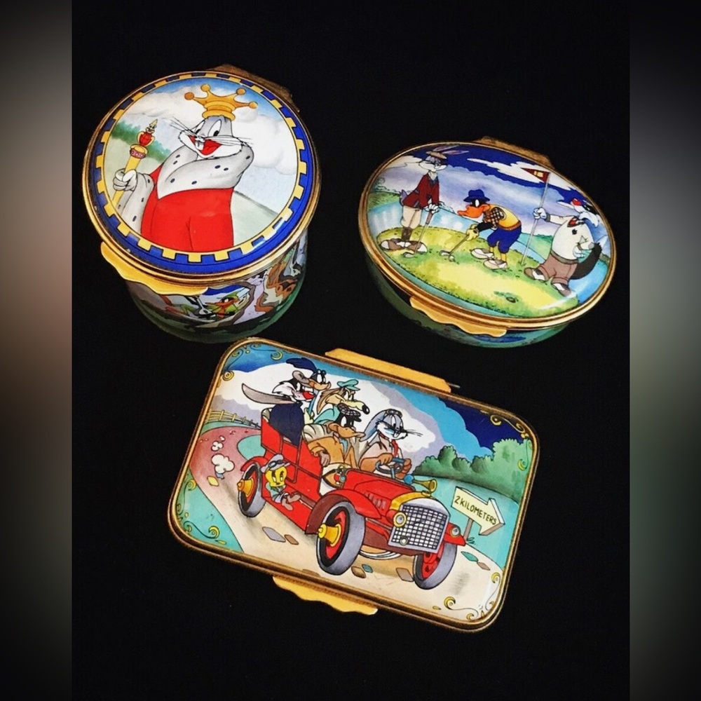 Warner Bros Halcyon enamel boxes set. Rare.
